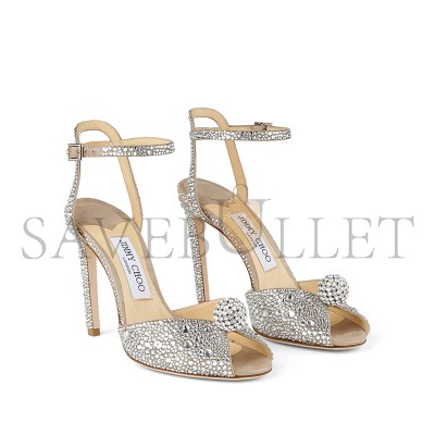 JIMMY CHOO NUDE SUEDE SANDALS WITH HOTFIX CRYSTALS AND SPHERE DETAIL SACORA100PHZ JIMMY CHOO NUDE SUEDE SANDALS WITH HOTFIX CRYSTALS AND SPHERE DETAIL SACORA100PHZ